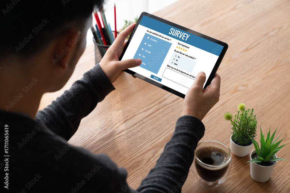Poster online survey form for modish digital information collection on the internet network