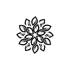 Fototapeta premium Black and white floral design with interconnected leaves, forming a symmetrical pattern.