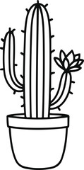 Minimal line art of cactus in flowerpot, desert aesthetic, clean style 2