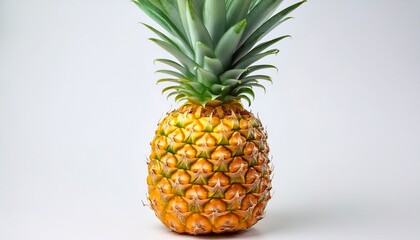 Fototapeta premium a single ripe pineapple with a vibrant yellow and green color isolated on a white background background removed