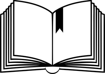 Open Book Icon – Black and White Reading, Education, and Knowledge Symbol