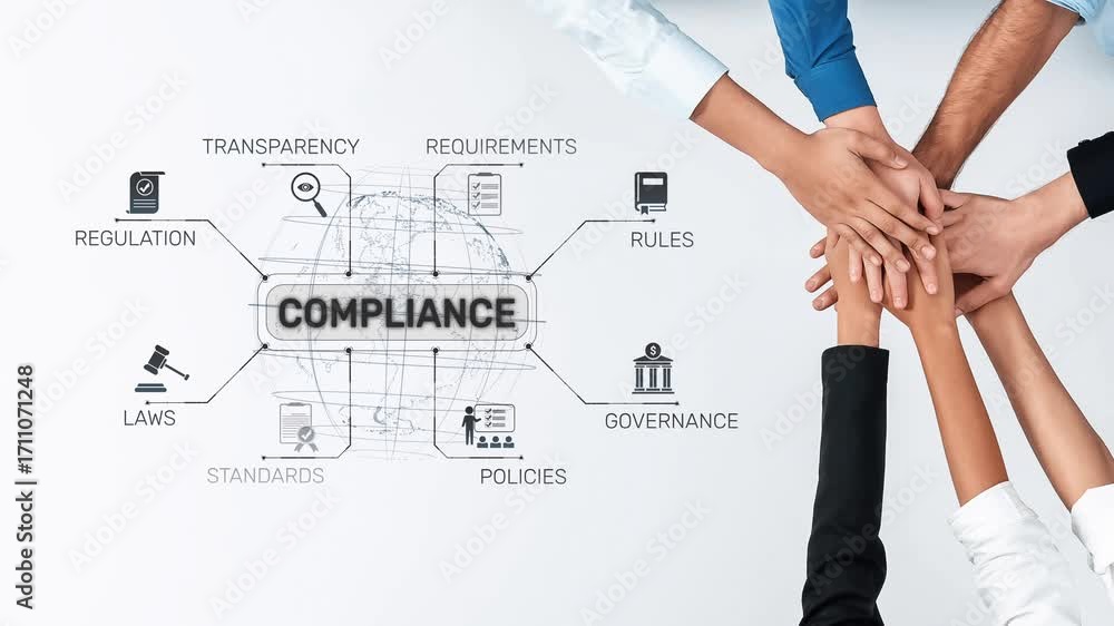 Aufkleber a visual representation of teamwork in compliance, featuring diverse hands unified in support. this 