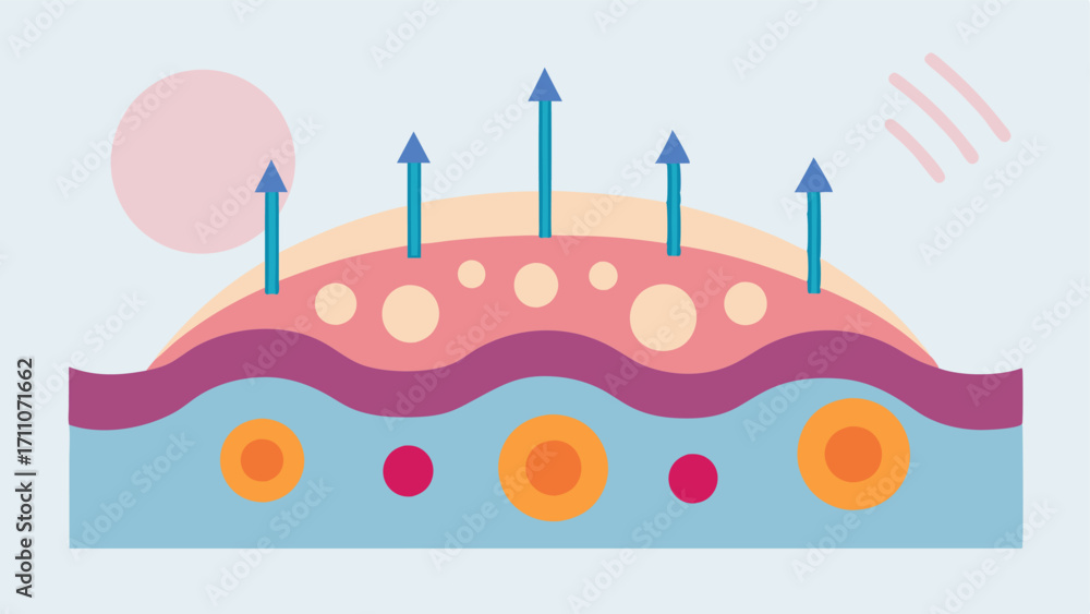 Poster cellular process a closeup of skin cells with arrows indicating the release of exosomes and their in