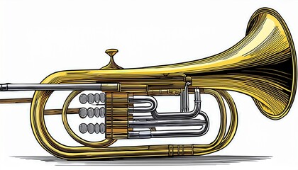 Naklejka premium drawn tuba isolated on white background
