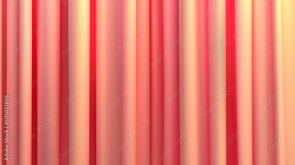 Poster red and pink curtain with a striped pattern. the curtain is hanging in the air and he is a part of a