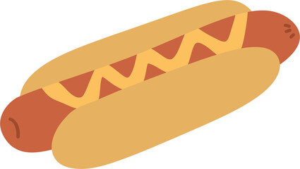 소스가 뿌려진 플랫한 핫도그 일러스트