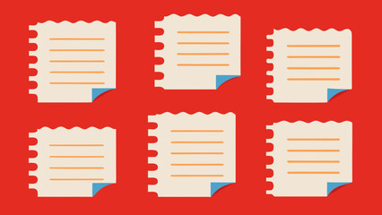 A colorful vector set of stickers for a blank notebook page, perfect as a label or note illustration for your business design
