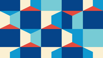Seamless abstract geometric pattern vector illustration with colorful cubes in a square mosaic design