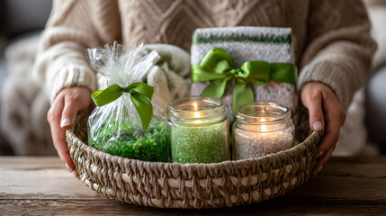 Decorative Candles and Gift Set in Basket