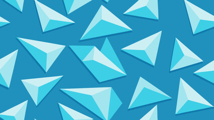 Abstract vector illustration of a seamless, geometric blue triangle pattern with arrows and origami shapes for a modern wallpaper design