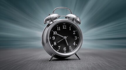 Silver alarm clock with the hands on the number 6 and 9