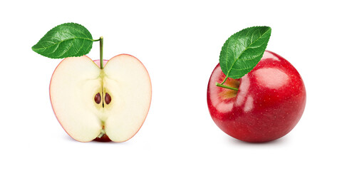 Red apple set isolated on a white background.