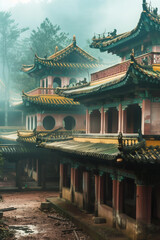 photo-realistic illustration of a Chinese temple