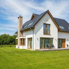 A simple house surrounded by greenery