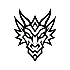 Obraz premium Dragon Head Icon – Tribal Minimalist Symbol of Myth and Power