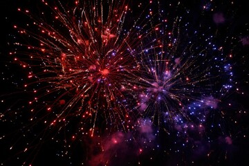 Obraz premium Bright fireworks display in the night sky with vibrant colors
