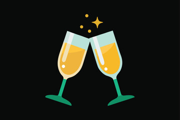champagne glass cheers icon vector icon on white