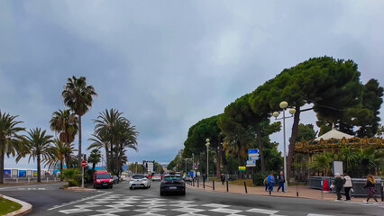 French Riviera. Promenade des Anglais in Nice, Provence-Alpes-Cote d'Azur, France 27 February 2025. 