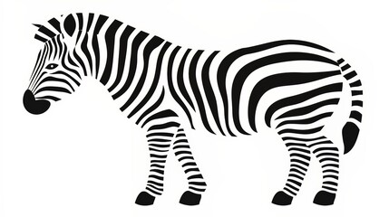 Obraz premium Zebra is standing in front of a white background. The zebra is the main focus of the image, and it is looking at the camera. The black and white color scheme gives the image a classic