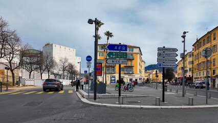 French Riviera. Promenade des Anglais in Nice, Provence-Alpes-Cote d'Azur, France 27 February 2025. 