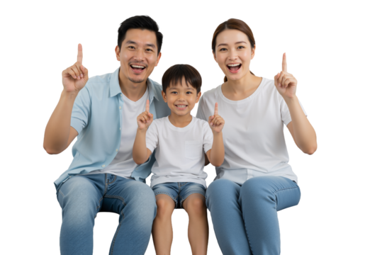 Family of Three on Sofa – Joyful, United, and Full of Love