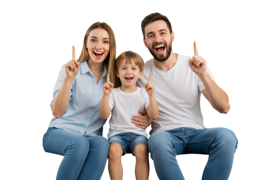 Family of Three on Sofa – Joyful, United, and Full of Love