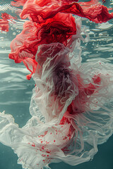 surreal material floating underwater