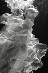 surreal material woman underwater