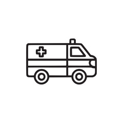 Vector art of ambulance icon this minimalist vector illustration depicts a vehicle used for emergency medical services, rendered in a clean, simple line drawing style, perfect for use in various desig