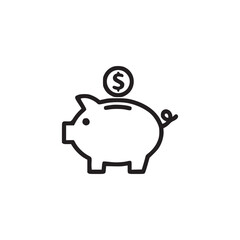 Vector art of piggy bank with coin this image represents savings, finance, and investment it is a simple, clean line drawing that is perfect for use in a variety of projects