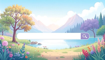 Fototapeta premium Colorful landscape with a search bar