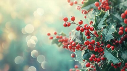 Decorative wreath with holly and berries, evoking the festive spirit of Christmas traditions.