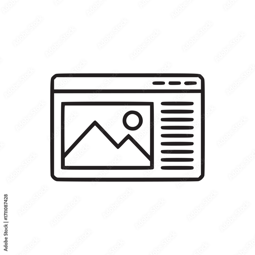 Poster illustration of a website page with an image and text perfect for web design, graphic design, and us