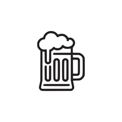 Vector art of minimalist line art illustration of a beer mug with foam perfect for brewery websites, bar menus, or oktoberfest promotions clean and modern design