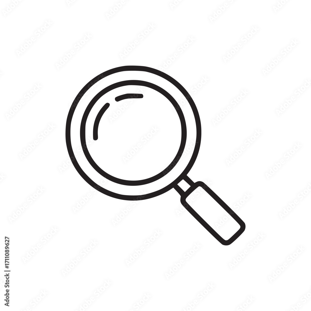 Poster illustration of a magnifying glass the magnifying glass has a round lens and a handle it is a tool u