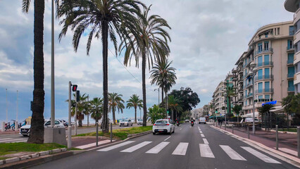 French Riviera. Promenade des Anglais in Nice, Provence-Alpes-Cote d'Azur, France 27 February 2025. 