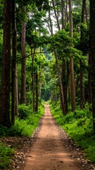 Forest path, lush greenery