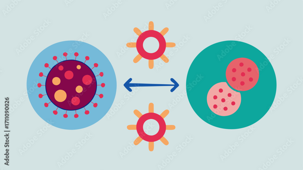 Poster before and after comparison two sidebyside illustrations showing a persons healthy cells on one side