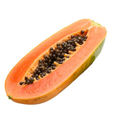 Ripe slice of papaya with leaf