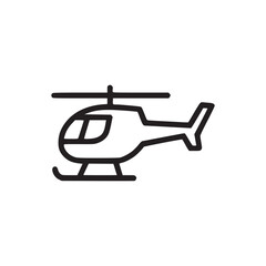 Vector art of a simple line art illustration of a helicopter in flight, the design is minimalist and modern, suitable for use as an icon or graphic element