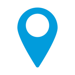 Blue Map Pin Icon, GPS Location Marker, Geo Tag Pointer, Simple Flat Design Map Pin Vector illustration, Location Symbol, Navigation Pin Eps10 on White Background.