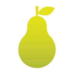 Pear Icon isolated on white background. Yellow-green pear silhouette flat style for web site design and logo, app,UI. Fresh Pear with leaf, fruit, healthy food and vegan concept.Vector illustration.