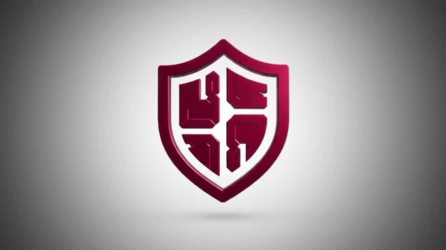 Abstract shield logo design with a modern aesthetic, featuring geometric patterns and a gradient finish