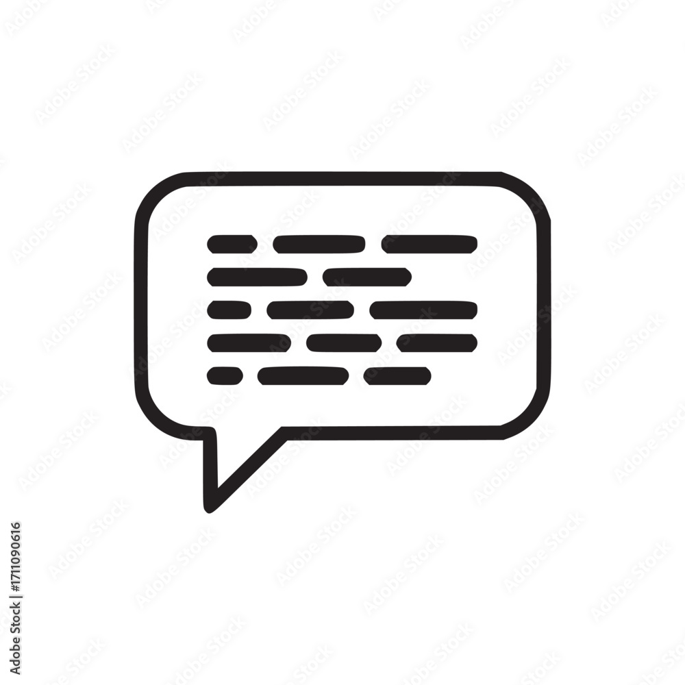 Poster Vector art of a minimalist line art illustration of a speech bubble, perfect for representing communication, dialogue, and messages in various design projects