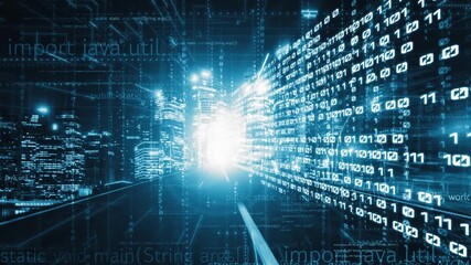 Software development, application programming code and tacit computer coding . Concept of smart digital transformation and technology disruption that changes global trends in new information era . - Powered by Adobe