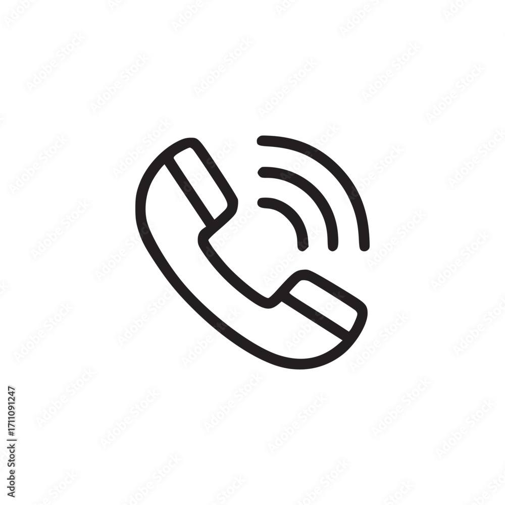 Poster vector art of simple line drawing of a telephone receiver a clean and minimalist icon representing c
