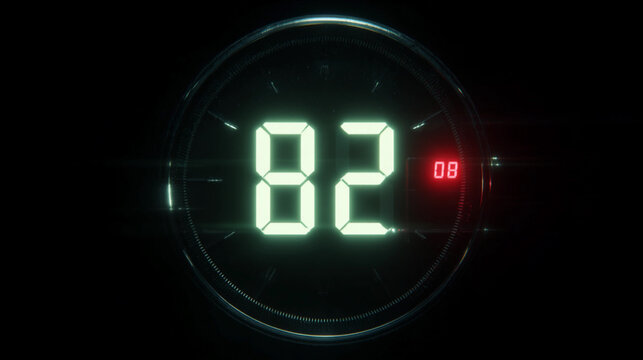 Digital timer displaying 82 seconds with a glowing red digit