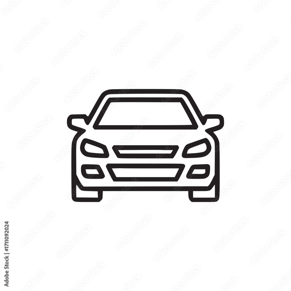 Aufkleber vector art of front view of a car icon a simple and modern line art illustration of an automobile, p