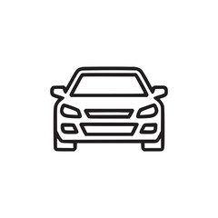 Vector art of front view of a car icon a simple and modern line art illustration of an automobile, perfect for transportation, automotive, or travelrelated designs and symbols