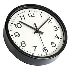 Black Framed Wall Clock Showing 10:08 on Black Background